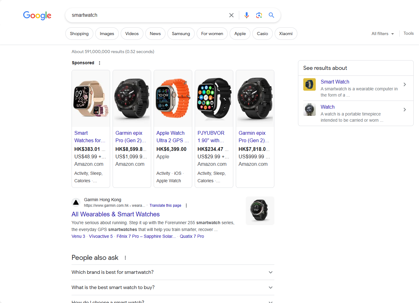 让我们从用户在谷歌搜索引擎上搜索“智能手表”这一场景开始。